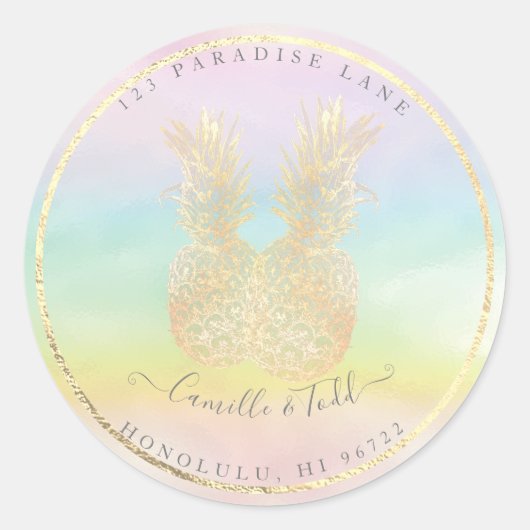 Sticker Rond Bonbons en coton Faux Or Double ananas (Devant)
