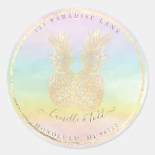 Sticker Rond Bonbons en coton Faux Or Double ananas