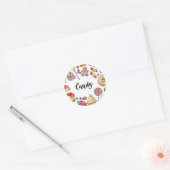 Sticker Rond Bonbons et Dessert Doodles Sweet Traitements Motif (Enveloppe)