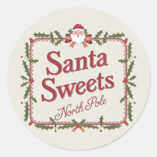 Sticker Rond Bonbons Père Noël de Noël festifs