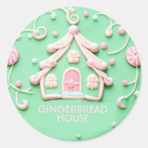 Sticker Rond Bonbons/Pnk Gingerbread Maison/Stick Rond Classiqu