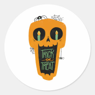 Sticker Rond Bonbons Trick ou Traiter Drôle Citrouille Hallowee