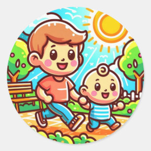 Sticker Rond Bond frère : Big Brother s'occupe du petit frère