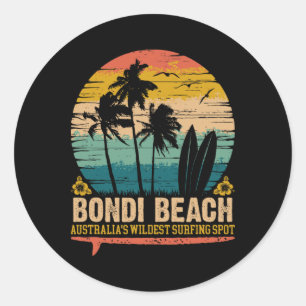 Sticker Rond Bondi Beach vintage, le spot de surf le plus sauva