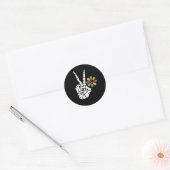 Sticker Rond Bones des signes de paix Halloween Squelette Doigt (Enveloppe)