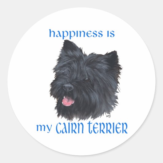 Sticker Rond Bonheur Black Cairn Terrier (Devant)
