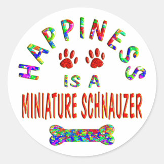 Sticker Rond Bonheur de Mini Schnauzer