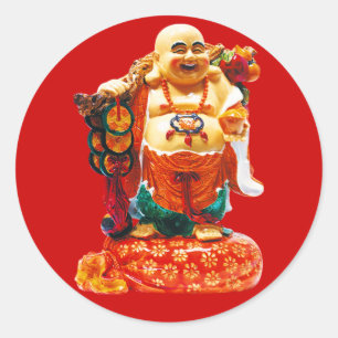 Sticker Rond Bonheur de sourire Bouddha