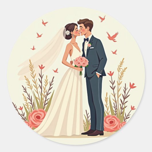 Sticker Rond Bonheur Nuptial (Devant)