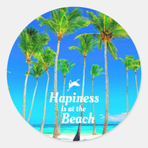 Sticker Rond Bonheur sur la plage