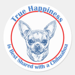 Sticker Rond Bonheur vrai avec un chiwawa