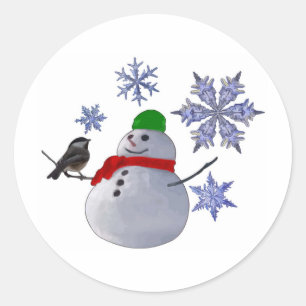 Sticker Rond Bonhomme de neige