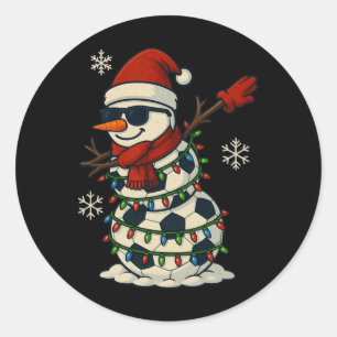 Sticker Rond Bonhomme de neige de football qui fait le dab Funn