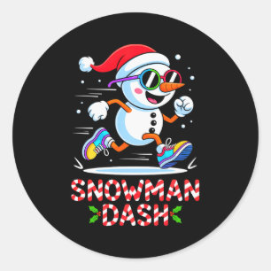Sticker Rond Bonhomme de neige de Noël Dash Course à pied Marat