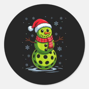 Sticker Rond Bonhomme de neige - drôle de pickleball Noël pickl