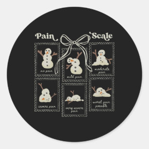 Sticker Rond Bonhomme de neige échelle de douleur Noël Trauma I