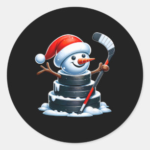 Sticker Rond Bonhomme de neige en palet de hockey sur glace de