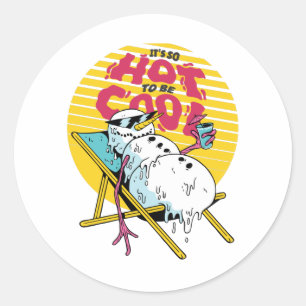 Sticker Rond Bonhomme de neige en train de fondre Tellement cha