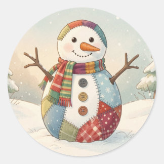 Sticker Rond Bonhomme de neige jovial