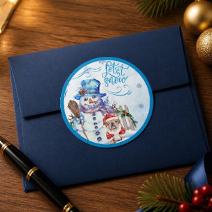 Sticker Rond Bonhomme de neige Laissez tomber la neige Autoco
