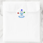 Sticker Rond Bonhomme de neige lançant des balles (Sac)