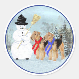 Sticker Rond Bonhomme de neige magique