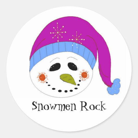 Sticker Rond Bonhommes de neige souriants (Devant)