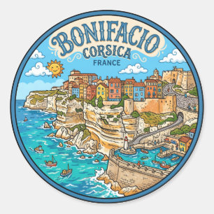 Sticker Rond Bonifacio Corse France vintage