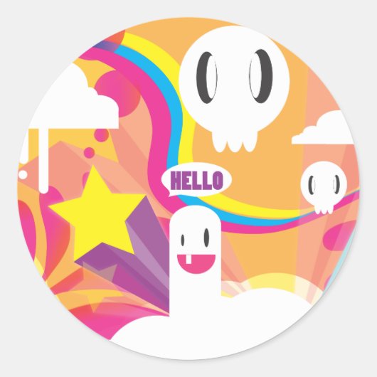 Sticker Rond bonjour ! (Devant)