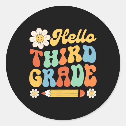 Sticker Rond Bonjour 3e année Retour à l'école Enseignants Enfa (Devant)