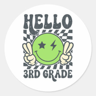 Sticker Rond Bonjour 3e année Vibes Groovy Sourire Visage Retou