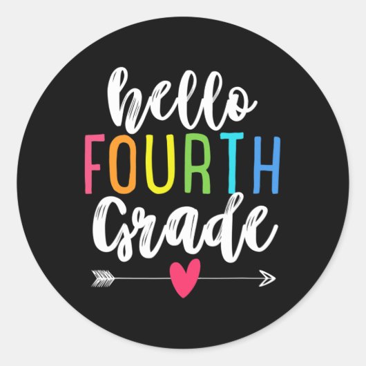 Sticker Rond Bonjour 4e année de retour à l'école amusants enfa (Devant)