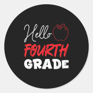 Sticker Rond Bonjour 4e année d'école 4e année d'études
