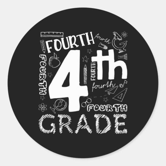 Sticker Rond Bonjour 4e année Enseignants garçons et équipe 4e (Devant)