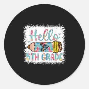 Sticker Rond Bonjour 5e année Retour à l'école 5e année garçon