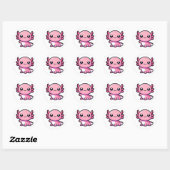Sticker Rond Bonjour à mignon Axolotl (Feuille)