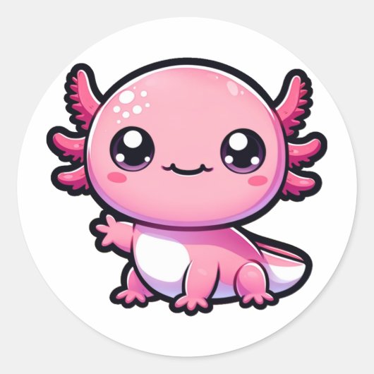 Sticker Rond Bonjour à mignon Axolotl (Devant)