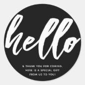 Sticker Rond Bonjour | Accueil de l'événement Favoriser Noir (Devant)