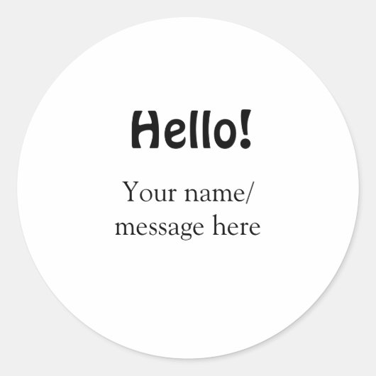 Sticker Rond Bonjour ajouter un message de nom simple minimum é (Devant)