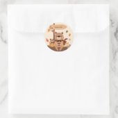 Sticker Rond Bonjour Automne – Animaux de la Forêt Automne  (Sac)