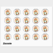 Sticker Rond Bonjour, Automne, Automne Gnome (Feuille)