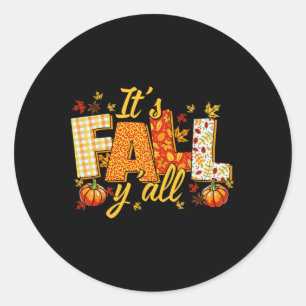 Sticker Rond Bonjour Automne Citrouille C'est Automne Yall Auto