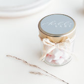 Sticker Rond Bonjour Baby Blue Minimalist Baby shower de script