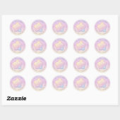 Sticker Rond Bonjour Baby Rainbow Et Stars Pastel Adresse (Feuille)