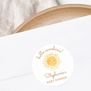 Sticker Rond Bonjour Baby shower Sunshine