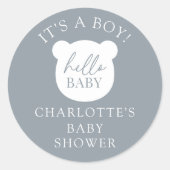 Sticker Rond Bonjour bébé ours C'est un garçon (Devant)