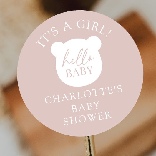 Sticker Rond Bonjour bébé ours C'est un garçon