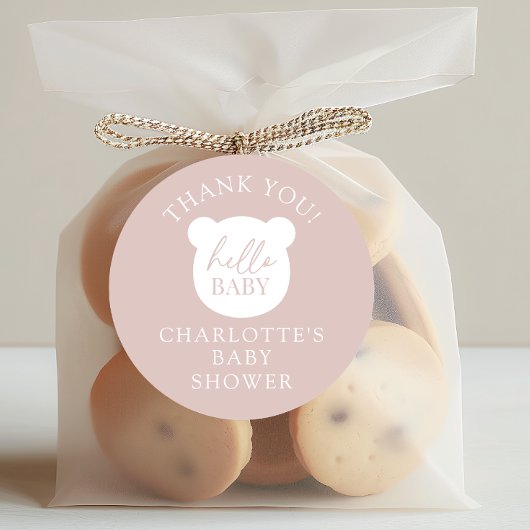 Sticker Rond Bonjour bébé ours Merci