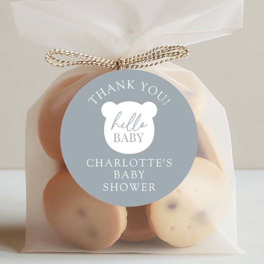 Sticker Rond Bonjour bébé ours Merci