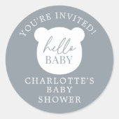 Sticker Rond Bonjour Bébé Ours Vous êtes invité (Devant)